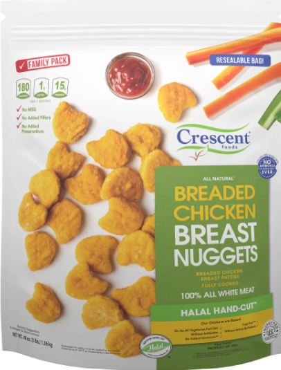 Crescent Chicken Breast Nuggets, Fully Cooked 3lb Bag